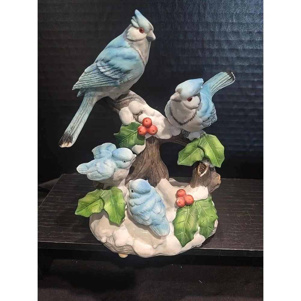Wintertime Woodland Blue Jays Figurine 7
